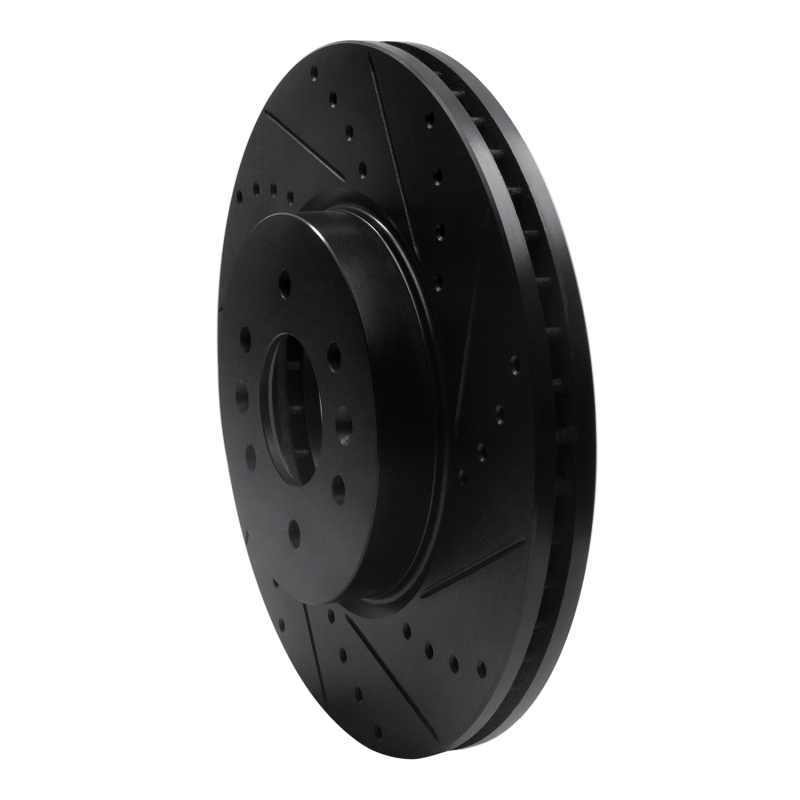 Kia BORREGO Brake Rotor (1) - Front Right - R1 Concepts - Drilled & Slotted - Black - `09-`10